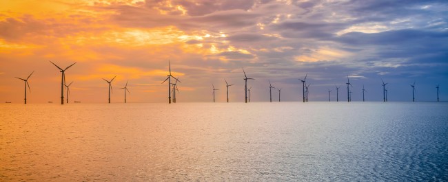 Offshore wind turbines at sea